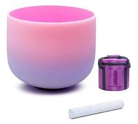 Canto de cristal, Cuenco cantor de cristal de 8 pulgadas, 440 Hz, nota F, chakra del corazón, blanco esmerilado, paquete de 3(Bowl+bag)