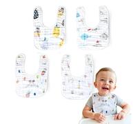 Cantoblanc® Baberos Bebé Recién Nacido Algodón Bio 100%, 4 unidades. Baberos Bebé Impermeables 10 Capas Muy Absorbentes. Muselinas Bandana para Lactancia y Alimentación. Gasas Multicolor Unisex