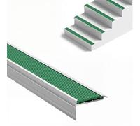 Cantonera metálica para escalera verde, perfil de nariz de peldaño 100 cm en aluminio, protector de borde de escalón antideslizante para uso interior y exterior(5x2cm/1.97x0.79in)