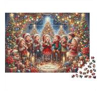 Cantos de Navidad Niños 1000 Piezas Rompecabezas Divertidos Actividades Familiares Gnomos Frente a los árboles Jigsaw Desafíos Difíciles para Familiares Y Amigos 52x38cm/1000pcs