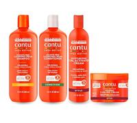 Cantu Crema de rizo de coco 12oz con champú y acondicionador sin sulfato y manteca de karité hidratante activadora