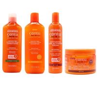 Cantu Crema de rizo de coco 12oz con champú y acondicionador sin sulfato y manteca de karité hidratante activadora