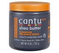 CANTU - Exfoliante Pre-Afeitado para Hombres - Con Cafeína, Semillas de Cáñamo y Árbol de Té - Sin Sulfatos ni Parabenos - Fórmula No Grasa - Hidratante y Calmante, Blanco, 500 g (Paquete de 1)
