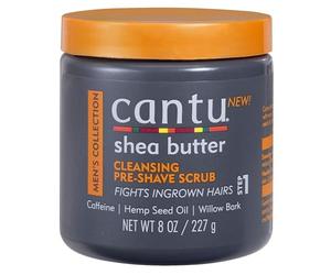 CANTU - Exfoliante Pre-Afeitado para Hombres - Con Cafeína, Semillas de Cáñamo y Árbol de Té - Sin Sulfatos ni Parabenos - Fórmula No Grasa - Hidratante y Calmante, Blanco, 500 g (Paquete de 1)