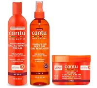 Cantu Shea Butter Comeback Curl Next Day Curl Revitalizer, Crema activadora de rizos y crema de rizos de coco (juego de 3)