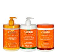 Cantu Shea Butter for Natural Hair Cleansing Cream Shampoo, Hydrating Cream Conditioner & Coconut Curling Cream Salon Size Trio