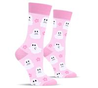 Cantustime Calcetines Halloween Fantasma Flor Mujer Madres Divertidos -Personalizados Graciosos Originales Calcetines - Ideas Disfraz Halloween Regalos Frikis para Adolescente Chica Mujer Joven