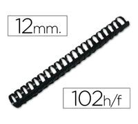 Canutillo q-connect redondo 12 mm plastico negro capacidad 102 hojas caja de 100 unidades - KF24022