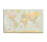 canvas art bay - Mapa del mundo clásico con alfiler, listo para colgar, mapa del mundo detallado para pared, mapa de viaje con pines, tablero de destinos de viaje (tamaño grande)