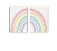 Canvas Art Pinturas Boho Pastel Rainbow Wall Art Poster Heart Quotes Wall Picture Prints Nursery Baby Kids Room Decoración del hogar 60x80cm (24x31in) x3 Sin marco