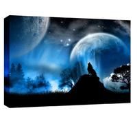 Canvas Interiors - Lienzo de lobo grande en la luna (76,2 x 50,8 cm)