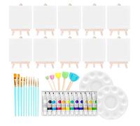 Canvas Painting Kit, Acrylic Canvas Set, Portable Washable Materials, Fun Learning Crafts, Art Supplies for Girl, Kid, Adult, Artists, Home, Classroom, Party Use, 10 Piece Pack