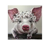 Canvas Painting Pig Big Ears Picture Art Poster Wall Office Living Room Decor - 40x40cm