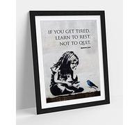 CANVASARTSHOP - Cuadro de cuadros de banksy azul con cita para niña - 3 colores - 4 tamaños (negro, A2)