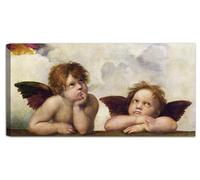 canvashop Cuadro Ángeles de Raphaello Sanzio 60 x 30 cm Impresión sobre lienzo cuadros modernos dormitorio arte sagrado Virgen Sixtina querubines putti