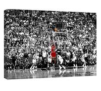 canvashop Cuadro sobre lienzo de Michael Jordan de 50 x 35 cm Last Shot en blanco y negro, impresiones modernas para sala de estar