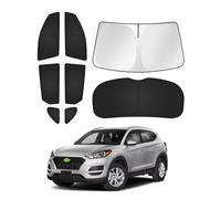 Canvcle Parasol para Hyundai Tucson 2016-2021, Accesorios para Parabrisas, Parasol Lateral y Trasero, protección de privacidad, Mantiene el vehículo Fresco, Color Negro, 8 Unidades