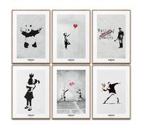 canvea Banksy - Juego de pósteres artísticos para decoración de pared, cuadros modernos para dormitorio, decoración de salón, oficina en casa, cuadros artísticos