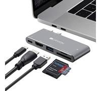 CANYON - Docking Station Thunderbolt 3 - Hub USB Tipo C con Lector de Tarjetas de Memoria TF y SD, Puerto USB 3.0, HDMI 4K, Carga y Transferencia de Datos ultrarrápida, para MacBook Air y Pro