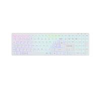 CANYON HKB-W11 - Teclado inalámbrico RGB, modo dual 2,4 GHz y Bluetooth, diseño UK/US, recargable, 1600 mAh, interruptor de tijera, tamaño completo con teclado numérico, color blanco