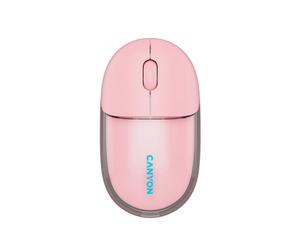 CANYON OnClick 24 Ratón Inalámbrico, Dual Mode Bluetooth 5.1 & 2.4GHz RF, Batería recargable de 500 mAh, Silent Click, Sensor Óptico de 1200 DPI, Iluminación RGB, Rosa Transparente