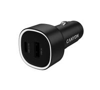 CANYON OnDrive 85 Cargador de coche 85 W Dual Port USB-C PD 65 W + USB-A QC 18 W cargador rápido para ordenador portátil, tableta, smartphone, negro