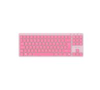 CANYON OnType 10 Teclado mecánico de bajo perfil TKL con cable USB-C blanco retroiluminado 19 modos, interruptor silencioso, teclas multimedia, diseño EN, color rosa