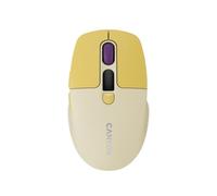 Canyon Ratón Inalámbrico MW-26, Doble Modo 2.4GHz y Bluetooth, Pantalla LCD de Nivel de Batería, Clic Silencioso, 6 Botones, dpi Ajustable 800-2400, Batería Recargable, Amarillo