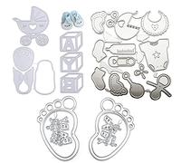 Canzoon Troqueles Scrapbooking 3Pcs Plata Plantillas Troqueladora Manual Pies De Bebe Cutting Dies Para Decoración Álbum Recorte Artesanía Papel DIY Manualidad Regalo Troqueles Scrapbooking Bebe