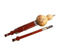 Caoba Hulusi Flauta de cucurbitáceas de doble tono C hacia abajo B clave flauta de calabaza rendimiento tradicional instrumento de calabaza hecho a mano