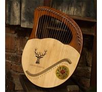 Caoba Lyre Harp Tono Ajustable para Principiantes, Arpa de Lira con Bolsa de Concierto Llave de Ajuste Tela de Limpieza, Arpa de Palanca Viajar(C-24 strings)