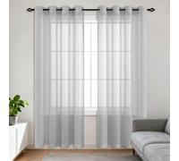 CAOBAOF Cortina Translúcida Ventana 150 x 240 cm con Ojales Cortina Visillo Decorativas para Ventanas Sala Comedor, Gris Claro