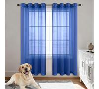 CAOBAOF Cortinas Ojales 330 x 225 cm Translucida Visillos Cortinas Habitacion Poliéster para Dormitorio Matrimonio Comedor, Azul Oscuro