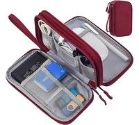 CAOODKDK Bolsa organizadora de Accesorios electrónicos, Organizador Universal de Viaje para Cable, Cargador, teléfono, Tarjeta SD, Bolsa de Viaje de Negocios (Rojo Vino)