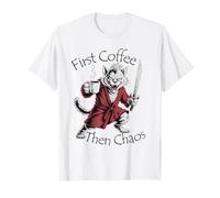 Caos Coffee Cat Punk Camiseta