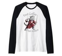 Caos Coffee Cat Punk Camiseta Manga Raglan