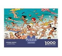 Caos de la Fiesta de la Piscina de Mykonos Puzzle De Madera Impermeable DIY Puzzles De 1000 Piezas para Adultos Divertido Rompecabezas Juegos Educativos