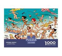 Caos de la Fiesta de la Piscina de Mykonos Puzzle De Madera Impermeable Puzzles De 1000 Piezas para Adultos Desafiante Y Estimulante Rompecabezas para Juegos Educativos