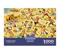 Caos de Vacaciones en la Playa Puzzle De Madera Impermeable Puzzles De 1000 Piezas para Adultos Divertido Rompecabezas Juegos Educativos
