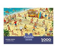 Caos de Voleibol de Playa Puzzle De Madera Impermeable Puzzles De 1000 Piezas Regalos para Adultos Colorido Rompecabezas Decoración del Hogar