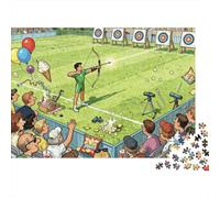 Caos en el Disparo al Blanco de Tiro con Arco Puzzle De Madera Impermeable Puzzles De 1000 Piezas Regalos para Adultos Imposible Rompecabezas Decoración del Hogar