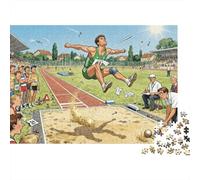Caos en el Intento Final del Salto de Longitud Puzzle De Madera Impermeable Puzzles De 1000 Piezas para Adultos Divertido Rompecabezas Juegos Desafiantes