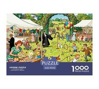 Caos en la Fiesta del Pueblo Inglés Puzzle De Madera Impermeable DIY Puzzles De 1000 Piezas para Adultos Divertido Rompecabezas Juegos Desafiantes