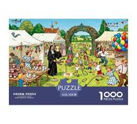 Caos en la Fiesta del Pueblo Inglés Puzzle De Madera Impermeable DIY Puzzles De 1000 Piezas Regalos para Adultos Colorido Rompecabezas Juegos Educativos