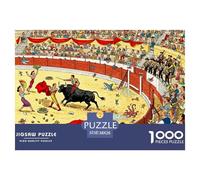 Caos en la Plaza de Toros Puzzle De Madera Impermeable DIY Puzzles De 1000 Piezas para Adultos Divertido Rompecabezas para Decoración del Hogar