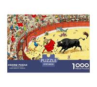 Caos en la Plaza de Toros Puzzle De Madera Impermeable DIY Puzzles De 1000 Piezas para Adultos Imposible Rompecabezas Juegos Educativos