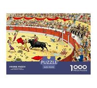 Caos en la Plaza de Toros Puzzle De Madera Impermeable Puzzles De 1000 Piezas Regalos para Adultos Divertido Rompecabezas Decoración del Hogar