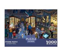 Caos en la Visita Nocturna al Museo Puzzle De Madera Impermeable DIY Puzzles De 1000 Piezas para Adultos Desafiante Y Estimulante Rompecabezas para Juegos Desafiantes