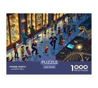 Caos en la Visita Nocturna al Museo Puzzle De Madera Impermeable DIY Puzzles De 1000 Piezas Regalos para Adultos Desafiante Y Estimulante Rompecabezas Juegos Educativos