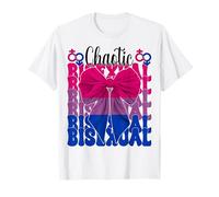 Caótico Bisexual Funny Bi Pride Flag LGBTQ Coquette Bow Camiseta